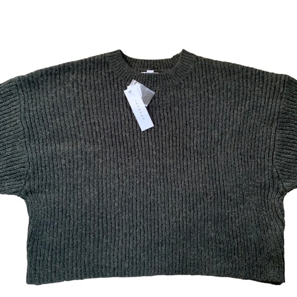 Topshop New With Tags Crop Batwing Sleeve Cable Knit Sweater Charcoal Gray - Picture 10 of 10